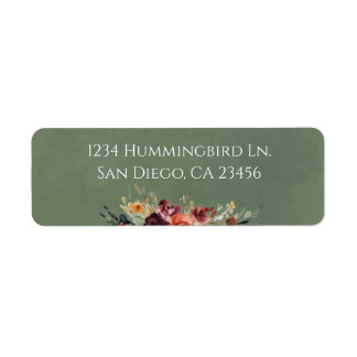 Moody Fall Floral Bouquet Return Address Label