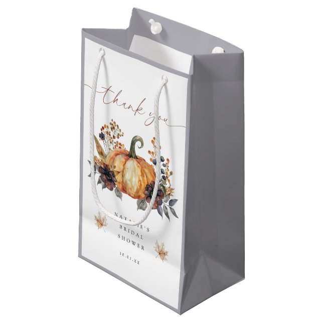 Moody Fall Floral Bridal Shower Favour Small Gift Bag (Front Angled)