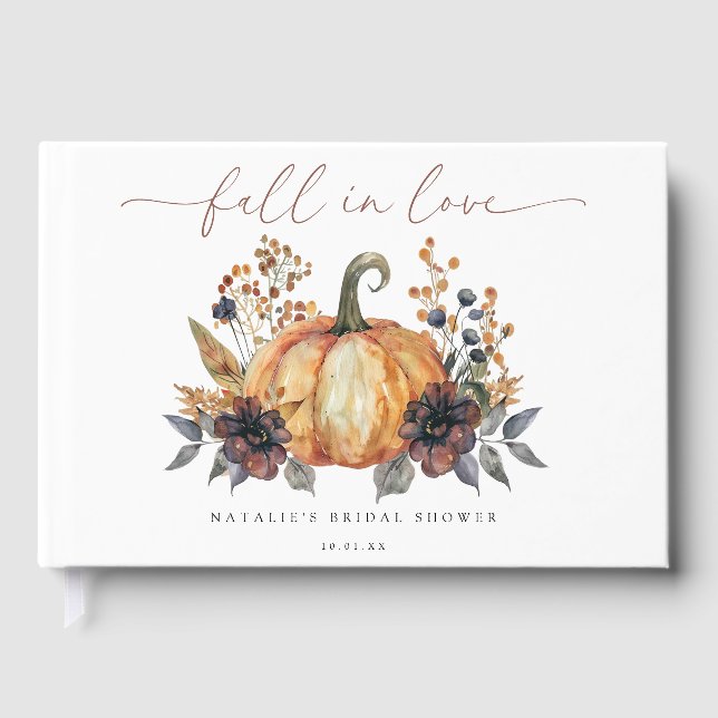 Moody Fall Floral Bridal Shower Guest Book (Front)