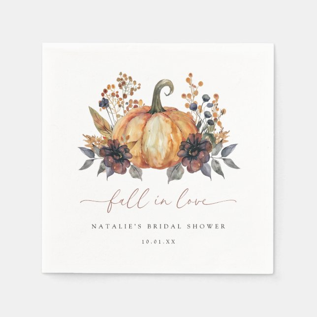 Moody Fall Floral Bridal Shower Napkin (Front)