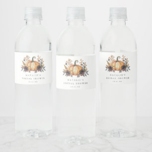 Moody Fall Floral Bridal Shower Water Bottle Label