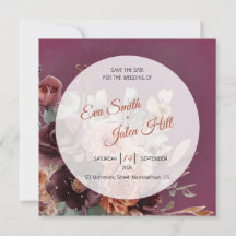 Moody Fall Floral Save the Date Card