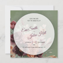 Moody Fall Floral Save the Date Card