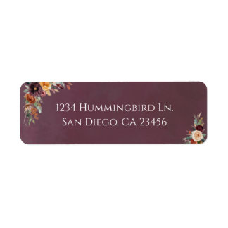 Moody Fall Floral Wedding Return Address Label