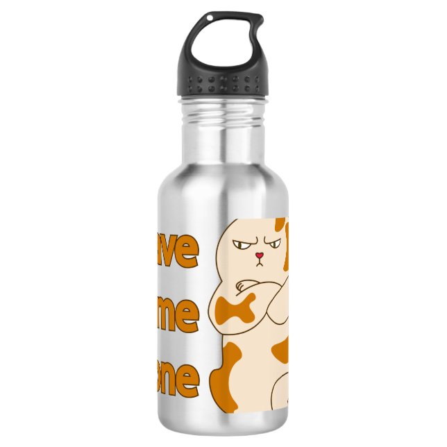 Moody fat cat leave me alone  710 ml water bottle (Front)
