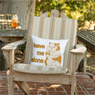 Moody fat cat leave me alone cushion