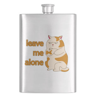 Moody fat cat leave me alone hip flask