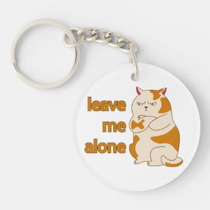 Moody fat cat leave me alone key ring