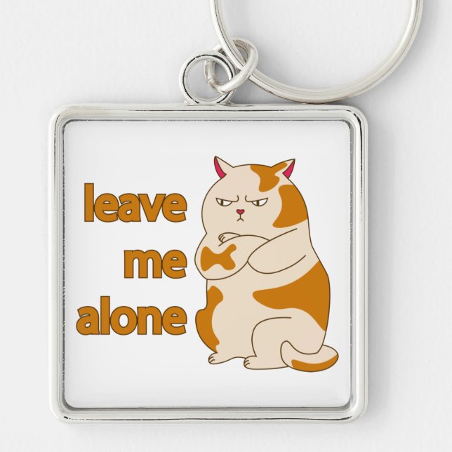 Moody fat cat leave me alone  key ring (Front)