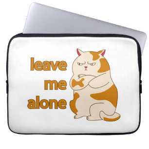 Moody fat cat leave me alone laptop sleeve