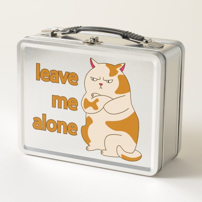 Moody fat cat leave me alone metal lunch box (Front)