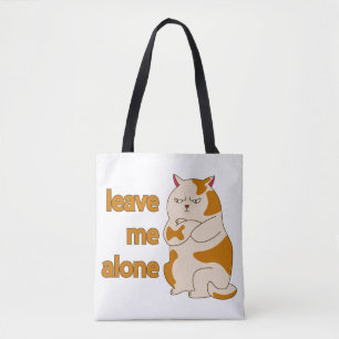 Moody fat cat leave me alone tote bag
