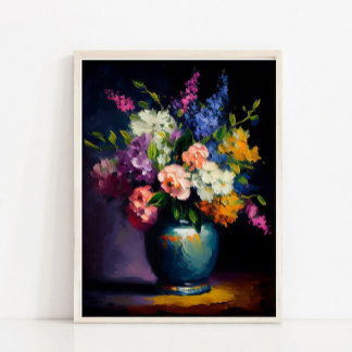 Moody Floral Art, Timeless Vintage Baroque Moody  Poster