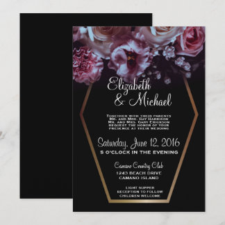 Moody Floral & Black Wedding Invitation