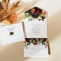 Moody Floral Burgundy Calligraphy Wedding