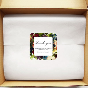 Moody Floral Burgundy Wedding  Square Sticker