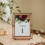 Moody Floral Burgundy Wedding  Table Number<br><div class="desc">This design measures 5 x 7 inches/  12.7 x 17.8 cm and is perfect for invitations. #zazzlemade</div>