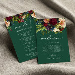 Moody Floral Emerald Wedding Welcome Bag card<br><div class="desc">Moody Burgundy Floral Wedding Collection, a captivating fusion of deep, rich hues. With options in navy blue, emerald, and gothic black variations, this collection perfectly matches any jewel-toned wedding theme. From enchanting invitations to coordinated stationery, our designs capture the essence of romance and drama. Elevate your wedding day with the...</div>