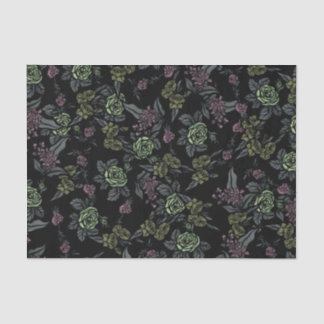 Moody Floral Flowers Pattern Greens and Mauve      Tissue Paper