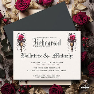 Moody Floral Goth Crimson Rose Invitation