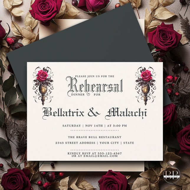 Moody Floral Goth Crimson Rose Invitation (Creator Uploaded)
