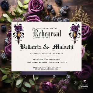 Moody Floral Goth Deep Amethyst Purple Rose Invitation