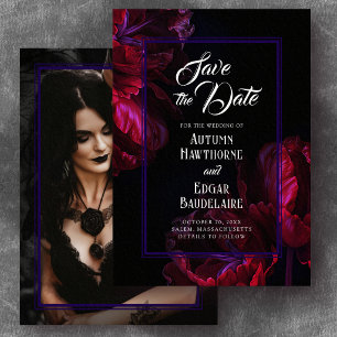 Moody Floral Gothic Photo Save the Date