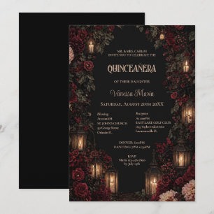 Moody Floral Gothic Quinceanera Invitat Invitation