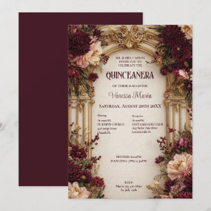 Moody Floral Gothic Quinceanera Invitat Invitation