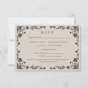 Moody Floral Gothic Wedding Wedding RSVP Card