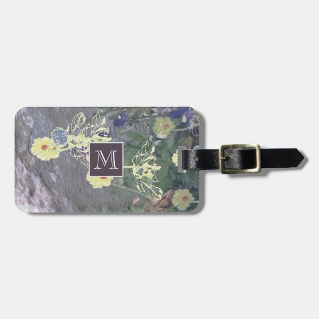Moody Floral Monogram Double-sided Luggage Tag (Front Horizontal)