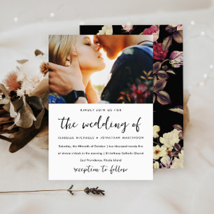 Moody Floral Pattern Photo Wedding Invitation