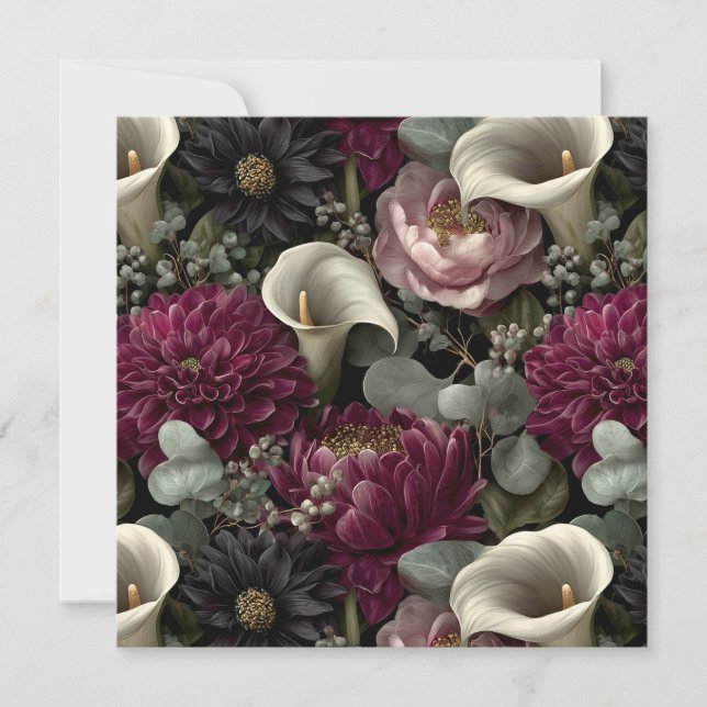 Moody Floral Pattern with Dahlias and Calla Lilies (Front)