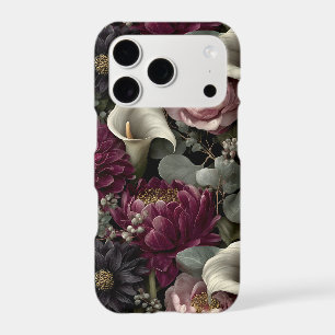 Moody Floral Pattern with Dahlias and Calla Lilies