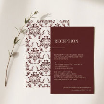 Moody Floral Reception Card Burgundy Sage