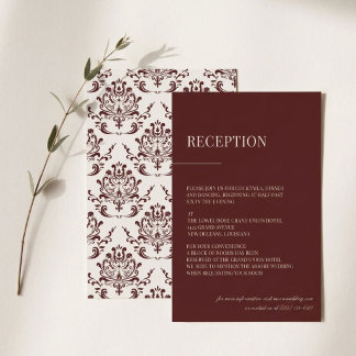 Moody Floral Reception Card Burgundy Sage