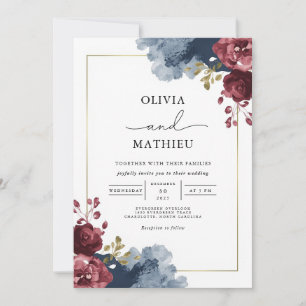 Moody Floral Romance Wedding Invitation