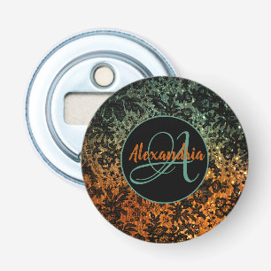 Moody Floral Shimmery Monogram Personalised Bottle Opener