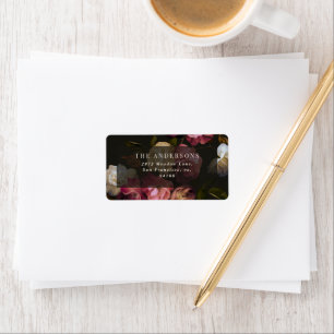 Moody Floral Wedding Dark Romantic Black Burgundy Label