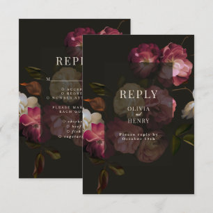 Moody Floral Wedding Dark Romantic RSVP Enclosure Card