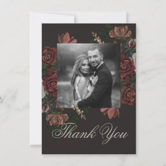 Moody Floral Wedding Thank You Card