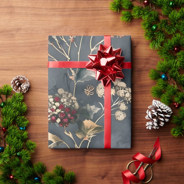 Moody Floral Winter Wrapping Paper (Holiday Gift)