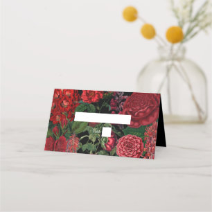 Moody Florals Black Arch Burgundy Red Wedding Place Card