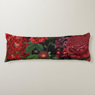 Moody Florals Black & Burgundy Vintage  Body Cushion