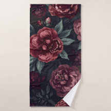 Moody Florals Watercolor Dark Red Pattern