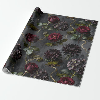 Moody Flower Dark Floral Gift Wrapping Paper