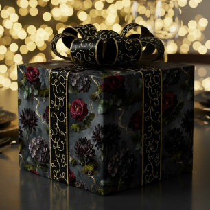 Moody Flower  Dark Floral Gift Wrapping Paper