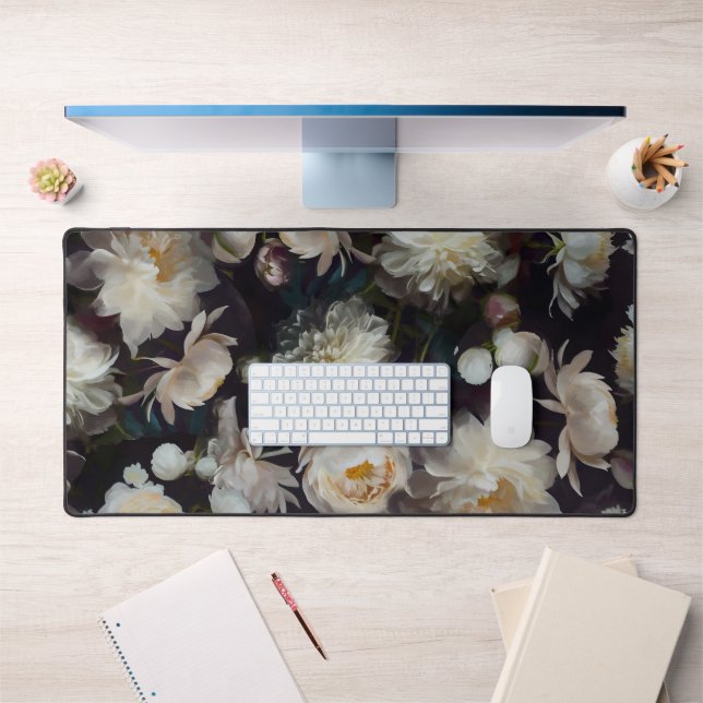 Moody Flowers Dahlias and Roses Desk Mat (Office 1)