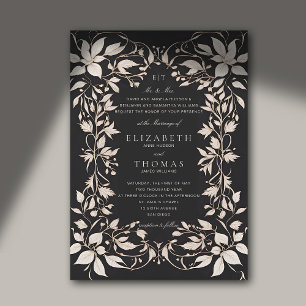 Moody Forest Botanical Monograms Classic Wedding Invitation