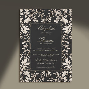 Moody Forest Foliage Frame Modern Classic Wedding Invitation
